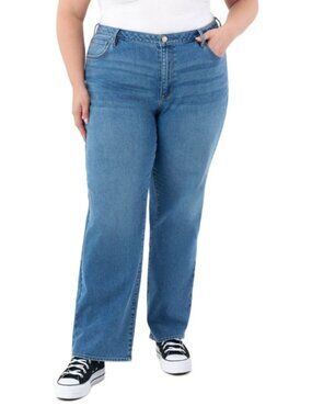 NWT Seven7 Women's High Rise Loose Straight Jean Medium Wash Plus Size 24W